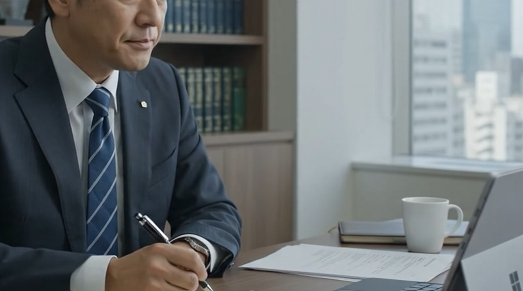 オンラインで労働問題の相談に応じる代表弁護士